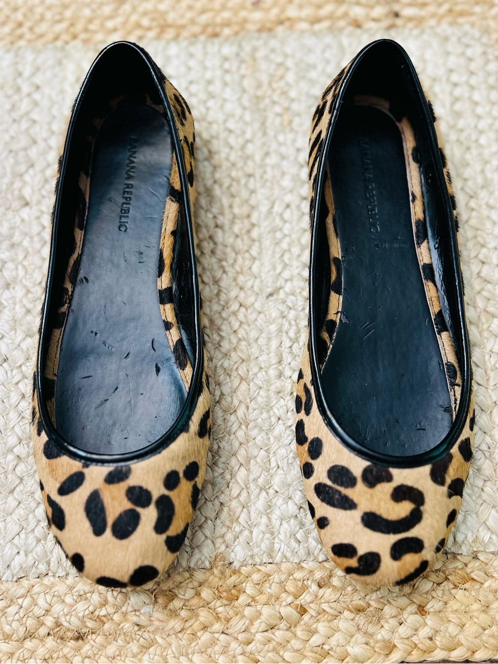 Banana Republic Cheetah Leopard Animal Print Calf Hair Leather Ballet Flats  7